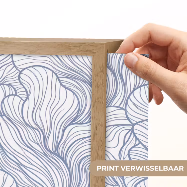 Patroon - Lijnen - Organisch - Abstract - Blauw Light Box met batterij (Wandlamp) middel -USP_websiteprintNL