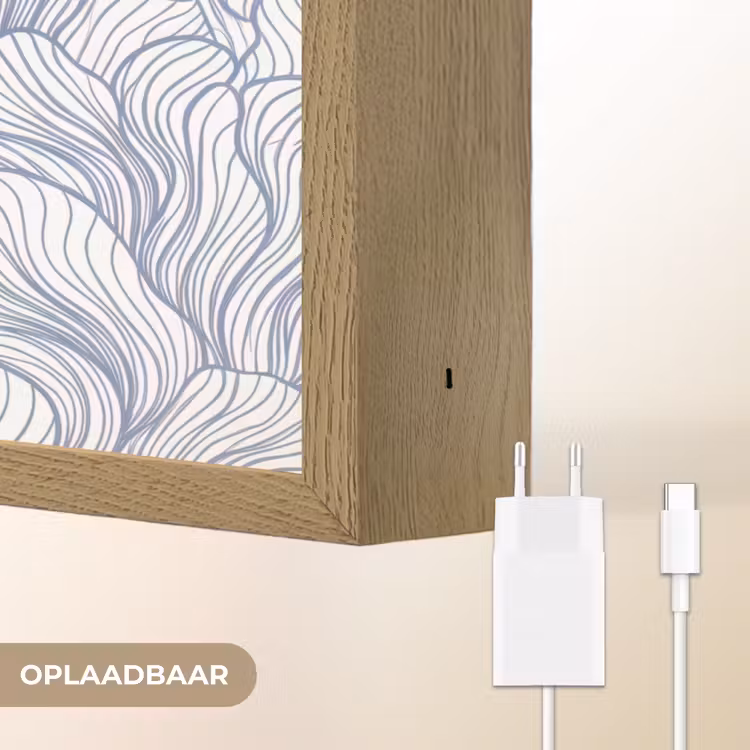 Patroon - Lijnen - Organisch - Abstract - Blauw Light Box met batterij (Wandlamp) middel -USP_websiteoplaadbaarNL