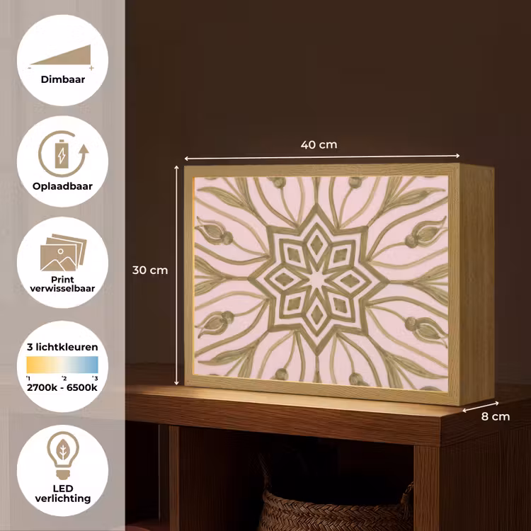 Patroon - Mandala - Decoratie - Abstract - Groen Light Box met batterij (Wandlamp) middel -USP_websiteoverzichtNL