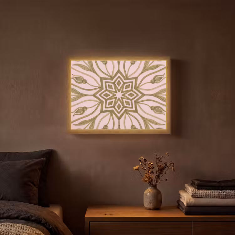 Patroon - Mandala - Decoratie - Abstract - Groen Light Box met batterij (Wandlamp) middel -sfeer4