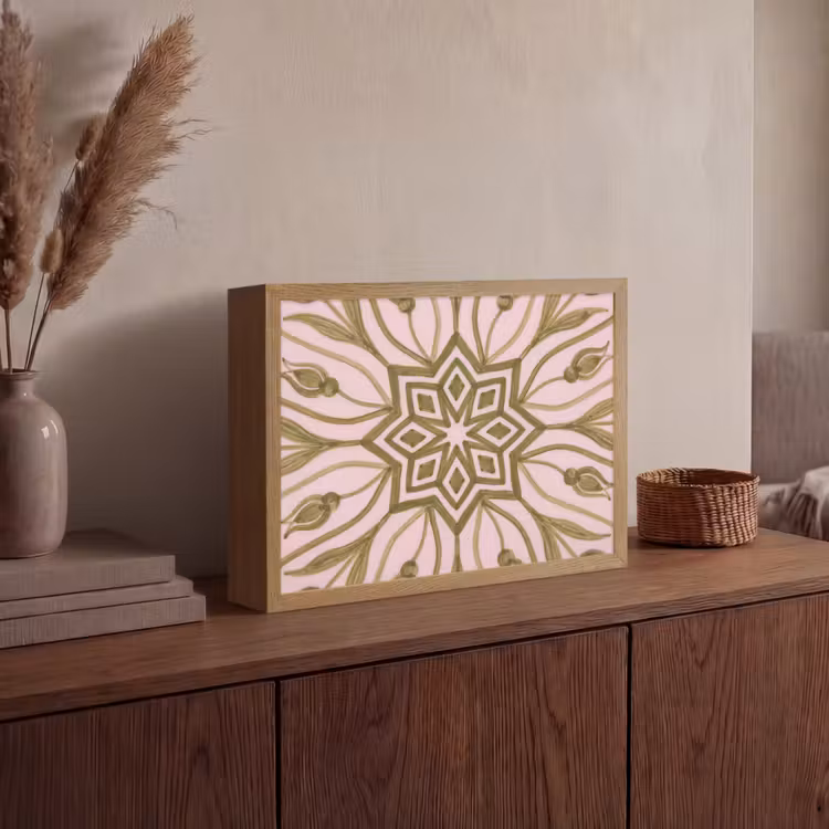 Patroon - Mandala - Decoratie - Abstract - Groen Light Box met batterij (Wandlamp) middel -sfeer2