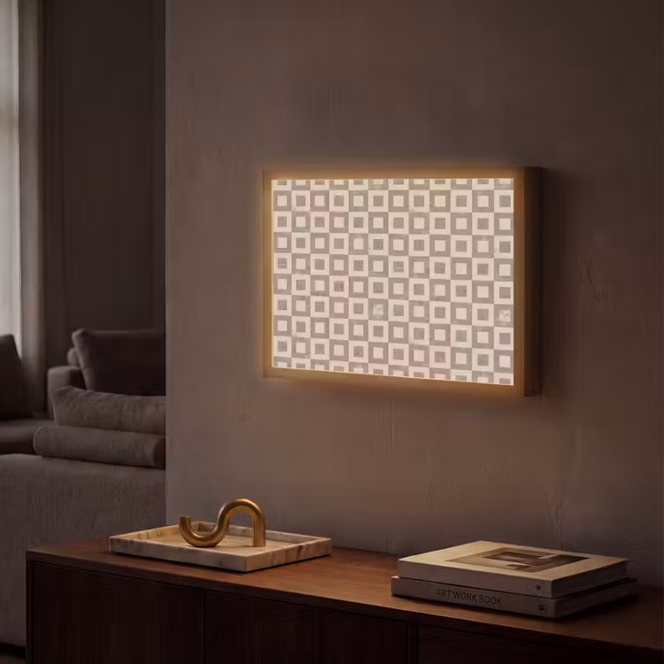 Patroon - Marmer - Beige Light Box met batterij (Wandlamp) middel 907 -sfeer1