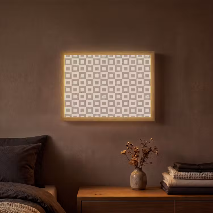 Patroon - Marmer - Beige Light Box met batterij (Wandlamp) middel 907 -sfeer4
