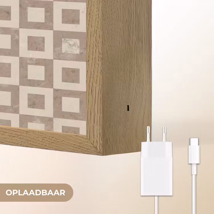Patroon - Marmer - Beige Light Box met batterij (Wandlamp) middel 907 -USP_websiteoplaadbaarNL