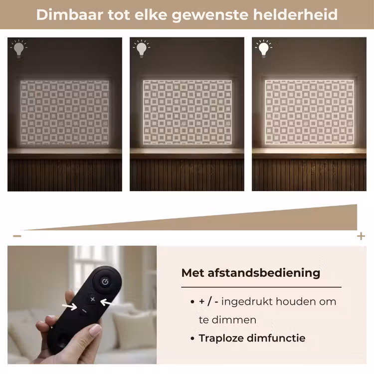 Patroon - Marmer - Beige Light Box met batterij (Wandlamp) middel 907 -USP_dimbaarNL