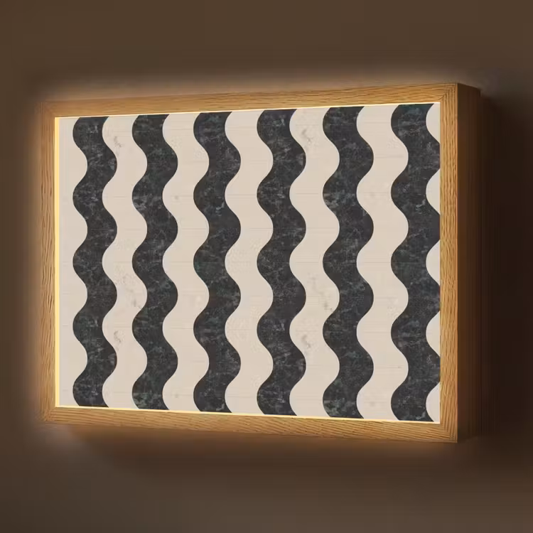 Patroon - Marmer - Groen - Cremé Light Box met batterij (Wandlamp) middel 907 -z3d_website