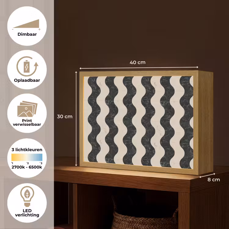 Patroon - Marmer - Groen - Cremé Light Box met batterij (Wandlamp) middel 907 -USP_websiteoverzichtNL