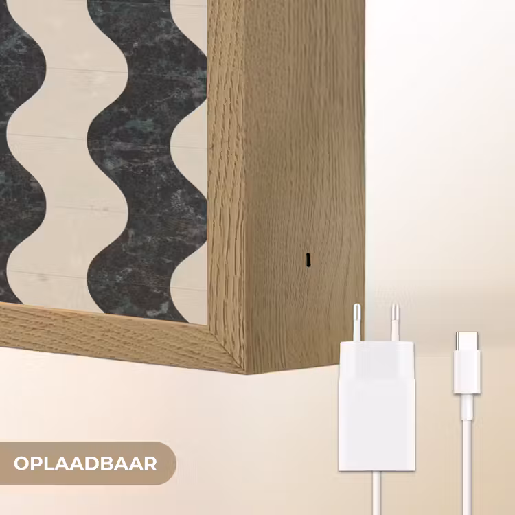 Patroon - Marmer - Groen - Cremé Light Box met batterij (Wandlamp) middel 907 -USP_websiteoplaadbaarNL