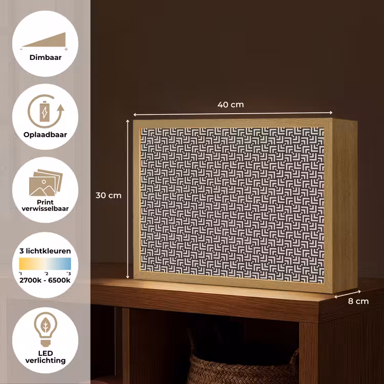 Patroon - Marmer - Zwart Light Box met batterij (Wandlamp) middel 907 -USP_websiteoverzichtNL