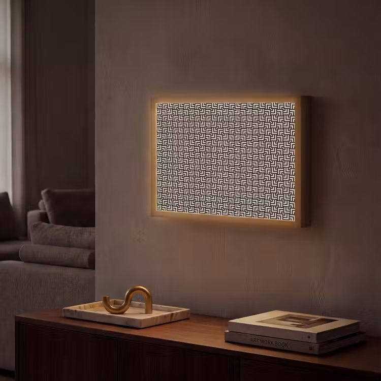 Patroon - Marmer - Zwart Light Box met batterij (Wandlamp) middel 907 -sfeer1