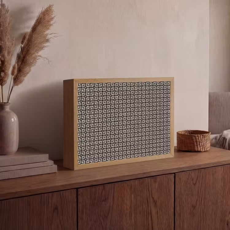 Patroon - Marmer - Zwart Light Box met batterij (Wandlamp) middel 907 -sfeer2