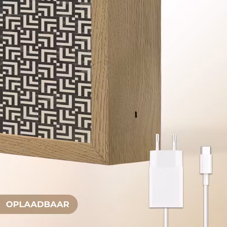 Patroon - Marmer - Zwart Light Box met batterij (Wandlamp) middel 907 -USP_websiteoplaadbaarNL