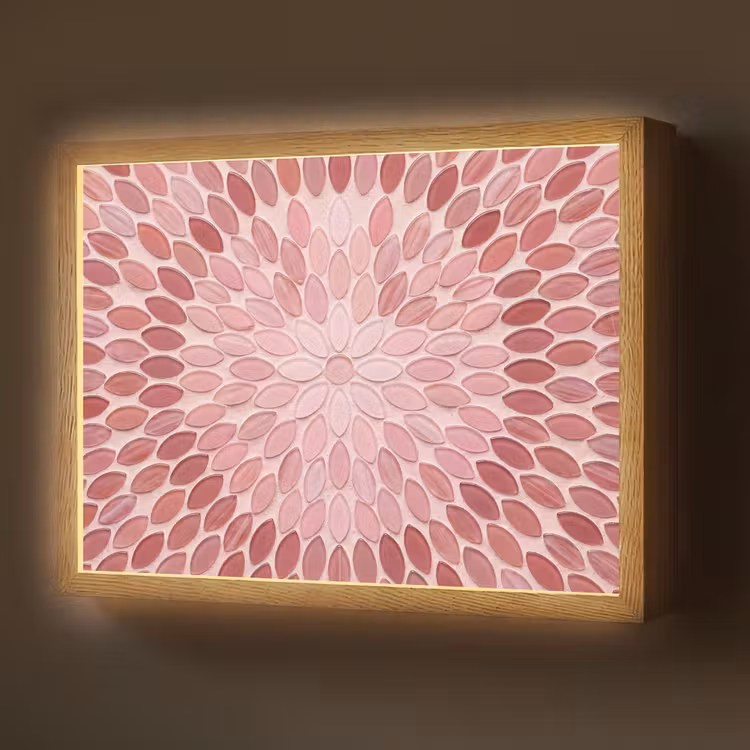 Patroon - Mozaïek - Ovaal - Abstract - Roze Light Box met batterij (Wandlamp) middel -z3d_website