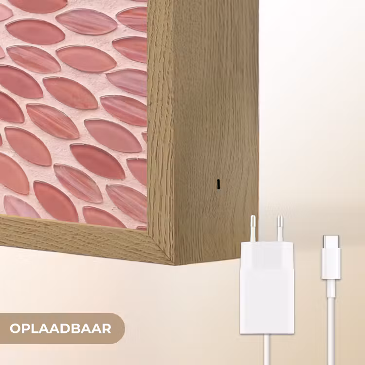 Patroon - Mozaïek - Ovaal - Abstract - Roze Light Box met batterij (Wandlamp) middel -USP_websiteoplaadbaarNL