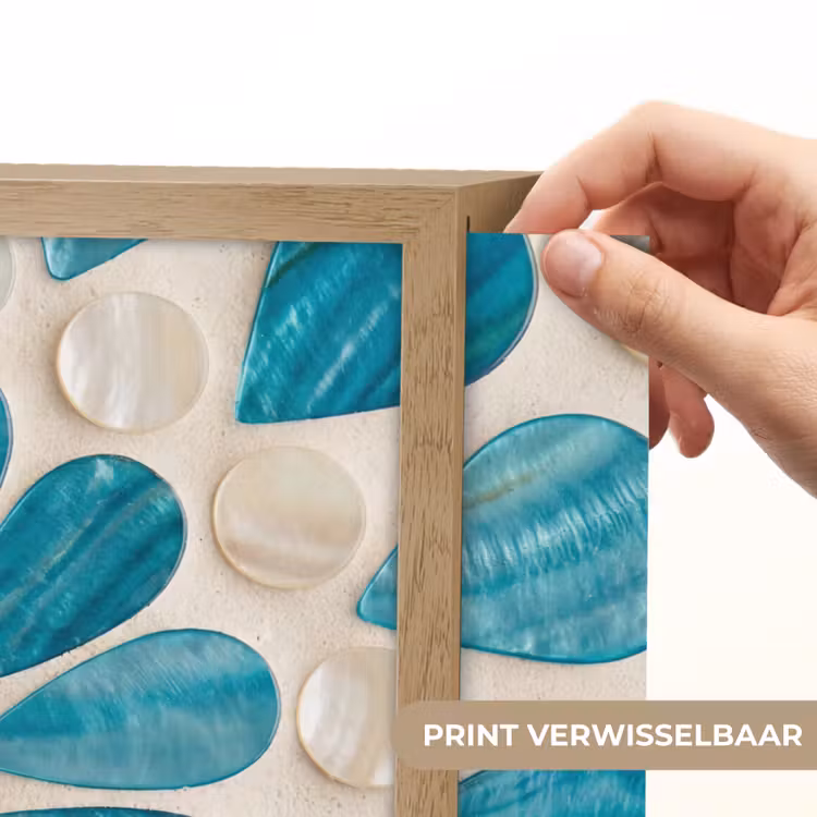 Patroon - Mozaïek - Schelpen - Abstract - Turquoise Light Box met batterij (Wandlamp) middel -USP_websiteprintNL