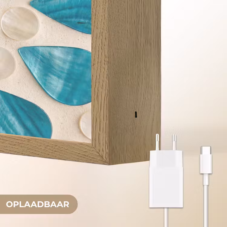 Patroon - Mozaïek - Schelpen - Abstract - Turquoise Light Box met batterij (Wandlamp) middel -USP_websiteoplaadbaarNL