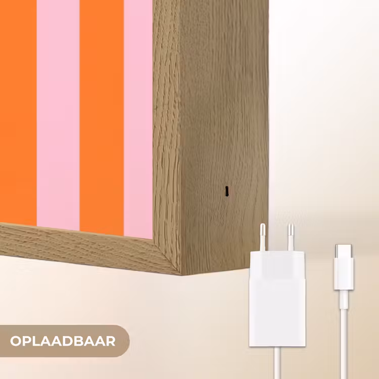 Patroon - Oranje - Fijn - Strepen Light Box met batterij (Wandlamp) middel -USP_websiteoplaadbaarNL