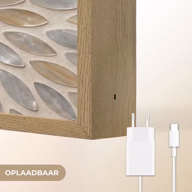 Patroon - Ovaal - Glanzend - Abstract - Beige Light Box met batterij (Wandlamp) middel -USP_websiteoplaadbaarNL