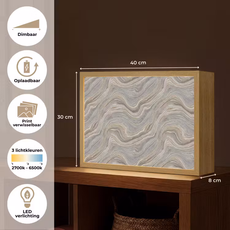 Patroon - Sereen - Paars - Groen Light Box met batterij (Wandlamp) middel 907 -USP_websiteoverzichtNL