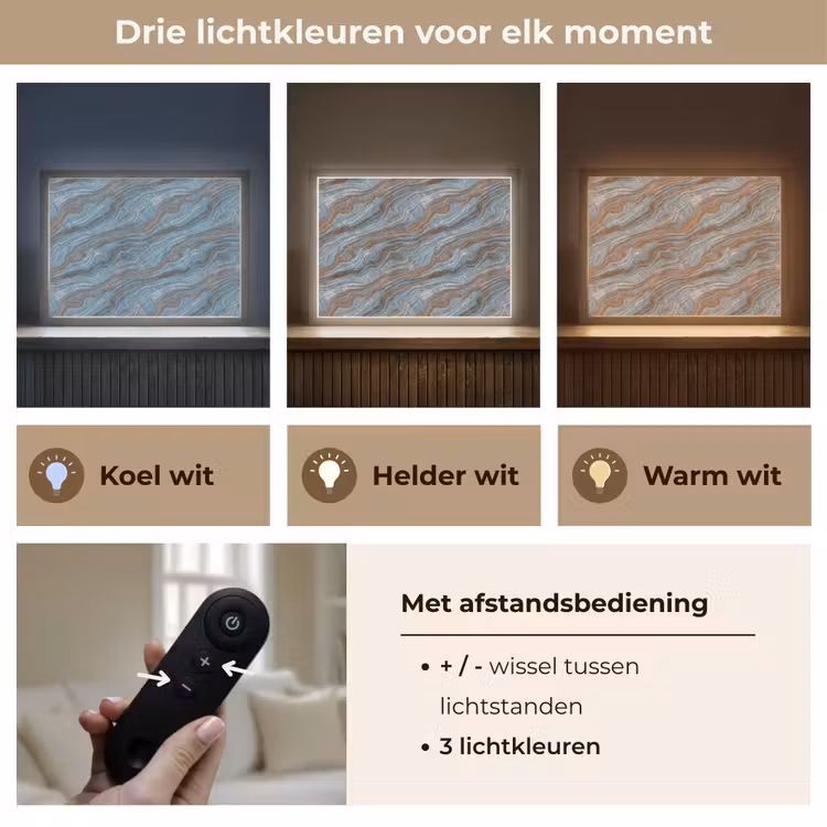 Patroon - Steen - Blauw Light Box met batterij (Wandlamp) middel 907 -USP_lichtkleurNL