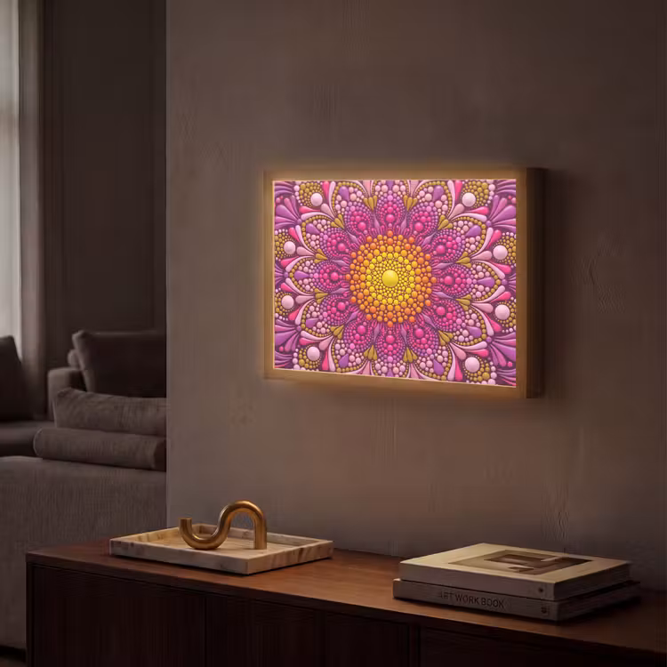 Patroon - Stippen - Abstract - Kleurrijk Light Box met batterij (Wandlamp) middel -sfeer1