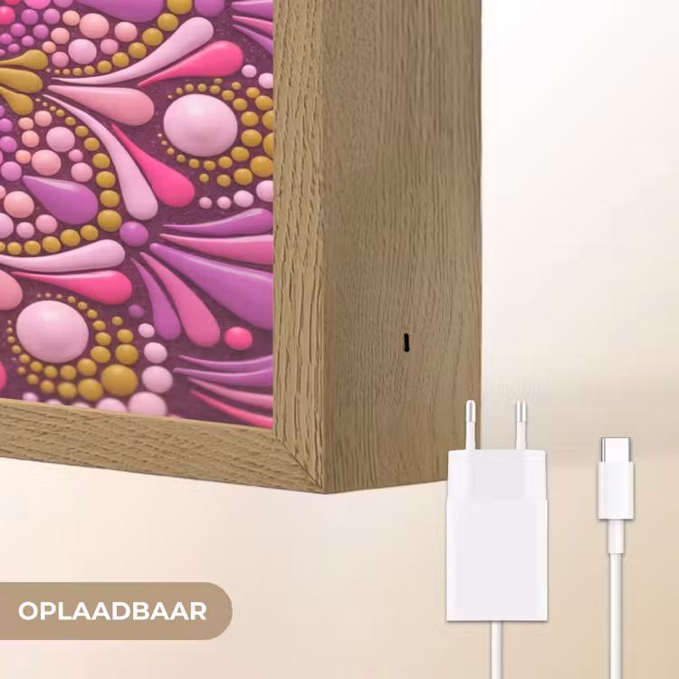 Patroon - Stippen - Abstract - Kleurrijk Light Box met batterij (Wandlamp) middel -USP_websiteoplaadbaarNL