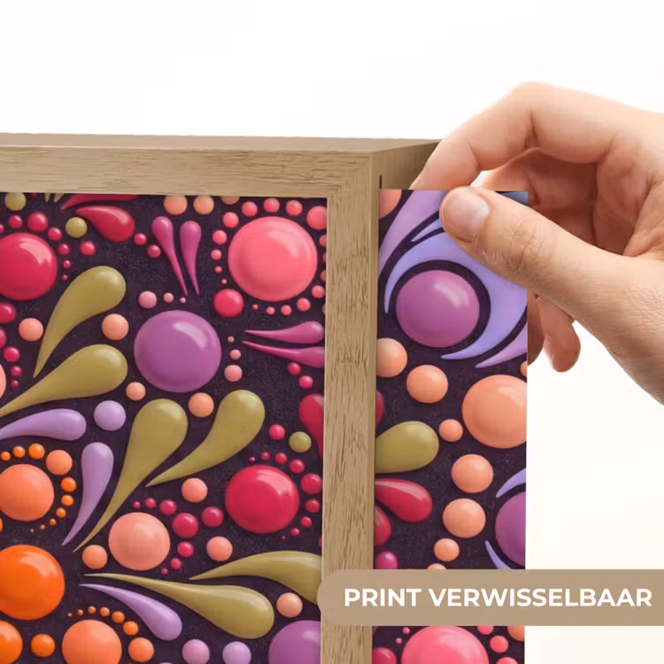 Patroon - Stippen - Abstract - Modern - Kleurrijk Light Box met batterij (Wandlamp) middel -USP_websiteprintNL