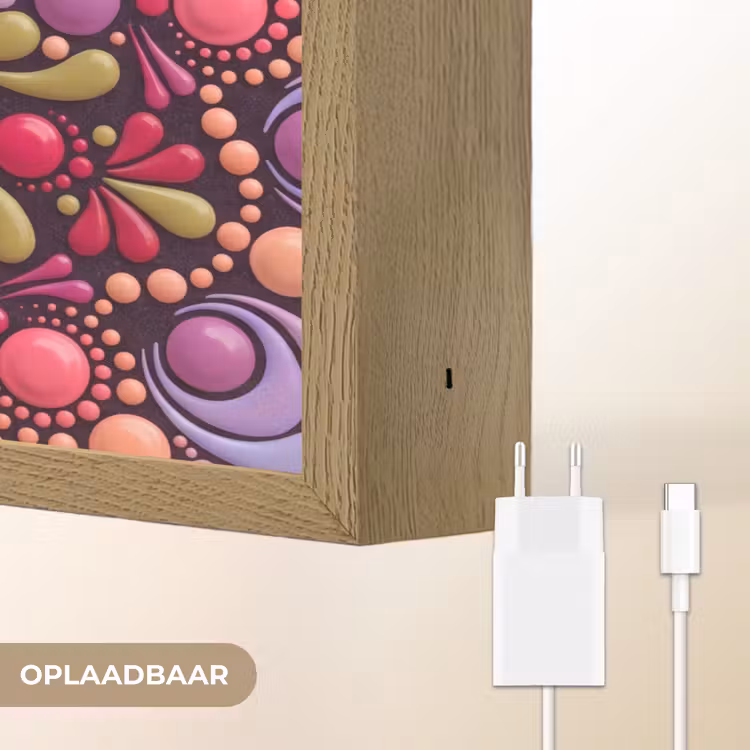 Patroon - Stippen - Abstract - Modern - Kleurrijk Light Box met batterij (Wandlamp) middel -USP_websiteoplaadbaarNL