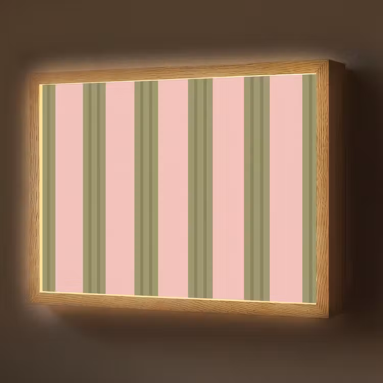 Patroon - Strepen - Abstract - Roze - Groen Light Box met batterij (Wandlamp) middel -z3d_website