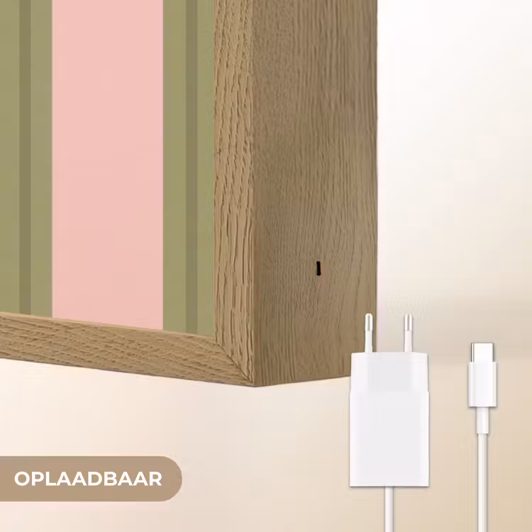 Patroon - Strepen - Abstract - Roze - Groen Light Box met batterij (Wandlamp) middel -USP_websiteoplaadbaarNL