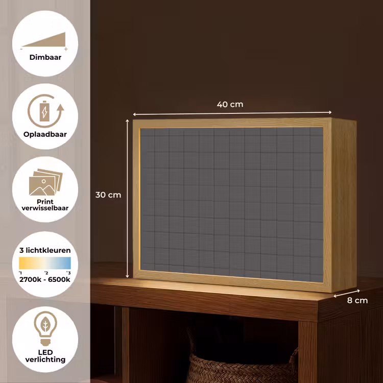 Patroon - Tegel - Antraciet Light Box met batterij (Wandlamp) middel 907 -USP_websiteoverzichtNL