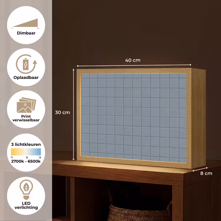 Patroon - Tegel - Blauwgrijs Light Box met batterij (Wandlamp) middel 907 -USP_websiteoverzichtNL