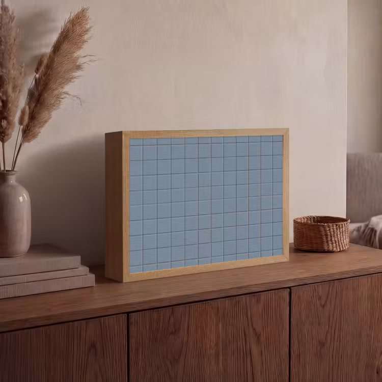 Patroon - Tegel - Blauwgrijs Light Box met batterij (Wandlamp) middel 907 -sfeer2