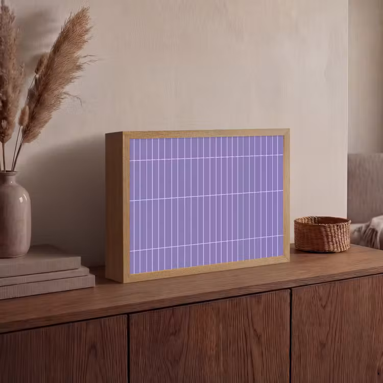 Patroon - Tegel - Lila Light Box met batterij (Wandlamp) middel 907 -sfeer2