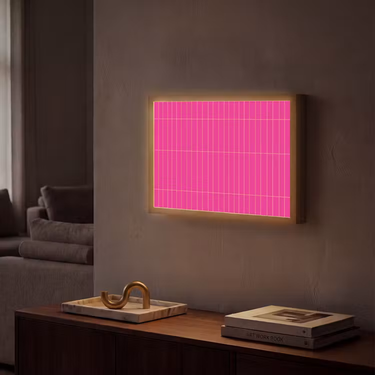 Patroon - Tegel - Magenta - Roze Light Box met batterij (Wandlamp) middel 907 -sfeer1