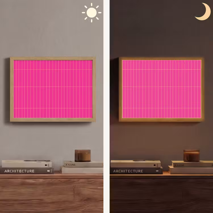 Patroon - Tegel - Magenta - Roze Light Box met batterij (Wandlamp) middel 907 -sfeer3