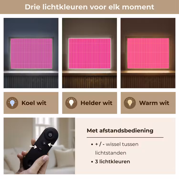 Patroon - Tegel - Magenta - Roze Light Box met batterij (Wandlamp) middel 907 -USP_lichtkleurNL