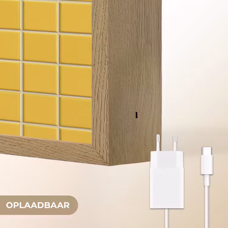 Patroon - Tegel - Okergeel Light Box met batterij (Wandlamp) middel 907 -USP_websiteoplaadbaarNL