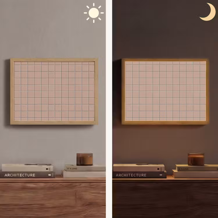 Patroon - Tegel - Oudroze Light Box met batterij (Wandlamp) middel 907 -sfeer3