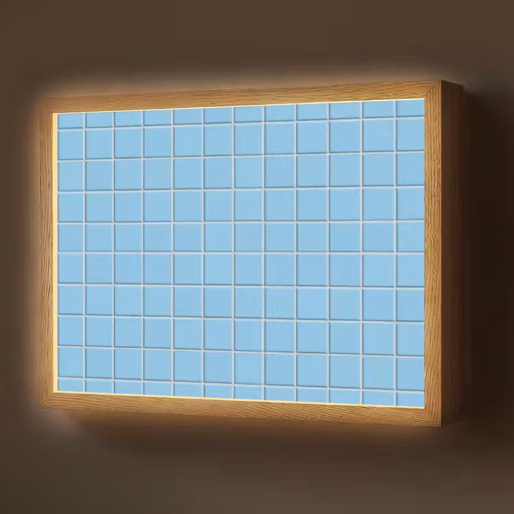 Patroon - Tegel - Pastel - Blauw Light Box met batterij (Wandlamp) middel 907 -z3d_website