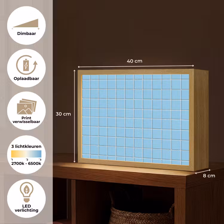 Patroon - Tegel - Pastel - Blauw Light Box met batterij (Wandlamp) middel 907 -USP_websiteoverzichtNL