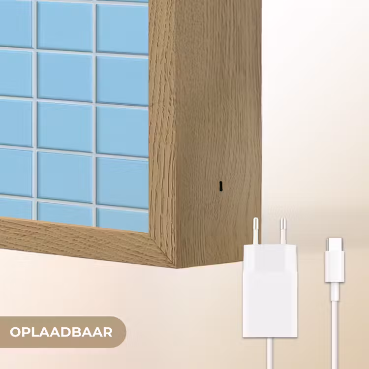 Patroon - Tegel - Pastel - Blauw Light Box met batterij (Wandlamp) middel 907 -USP_websiteoplaadbaarNL