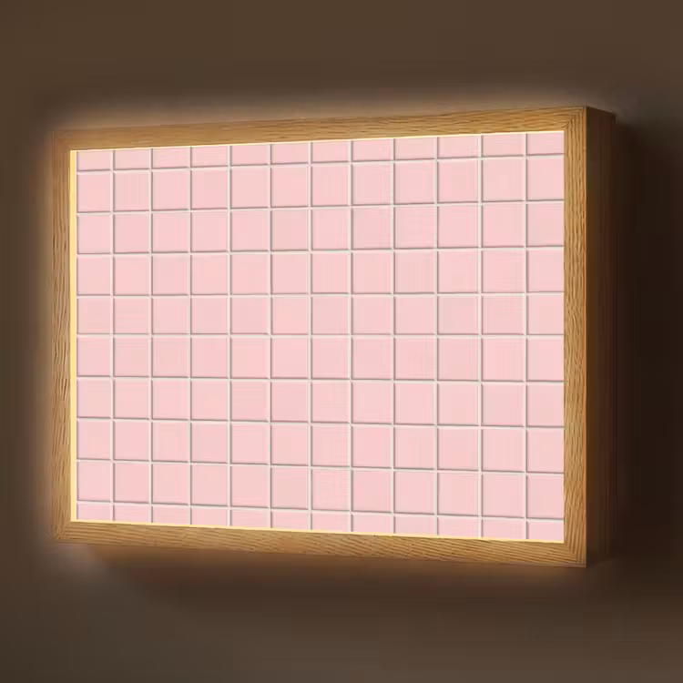 Patroon - Tegel - Pastelroze Light Box met batterij (Wandlamp) middel 907 -z3d_website