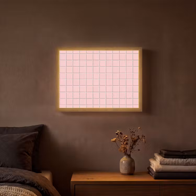 Patroon - Tegel - Pastelroze Light Box met batterij (Wandlamp) middel 907 -sfeer4