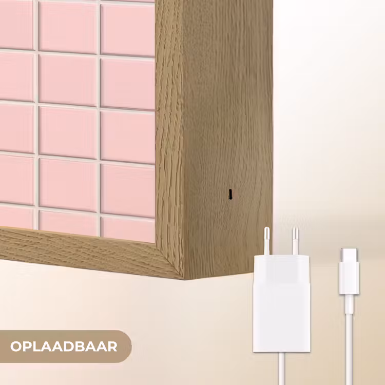 Patroon - Tegel - Pastelroze Light Box met batterij (Wandlamp) middel 907 -USP_websiteoplaadbaarNL