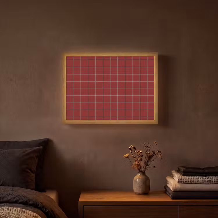 Patroon - Tegels - Burgundy Light Box met batterij (Wandlamp) middel 907 -sfeer4