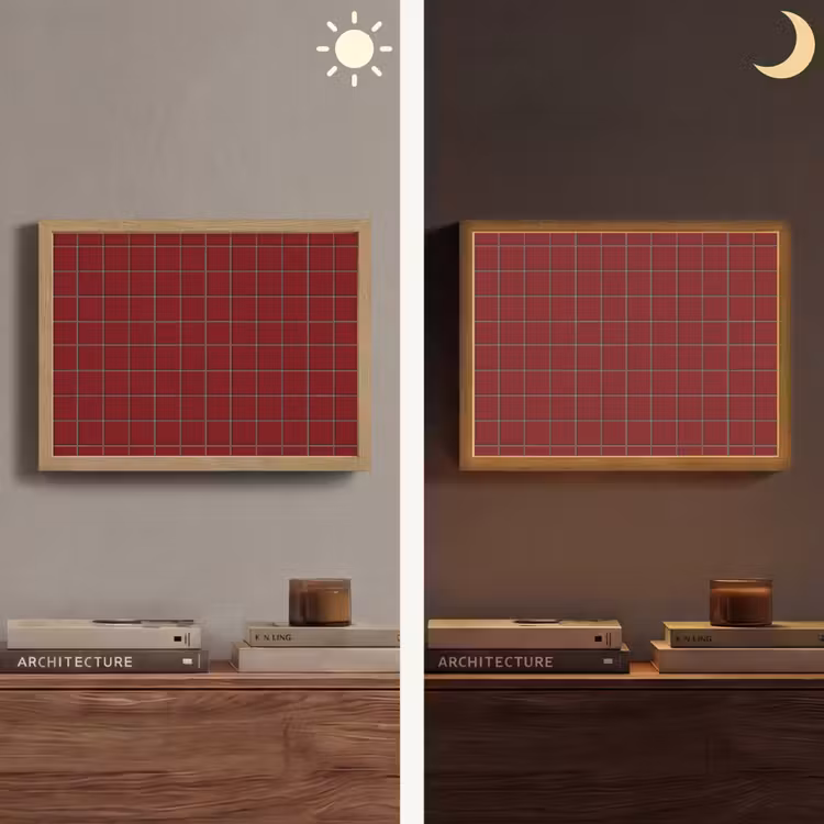 Patroon - Tegels - Burgundy Light Box met batterij (Wandlamp) middel 907 -sfeer3