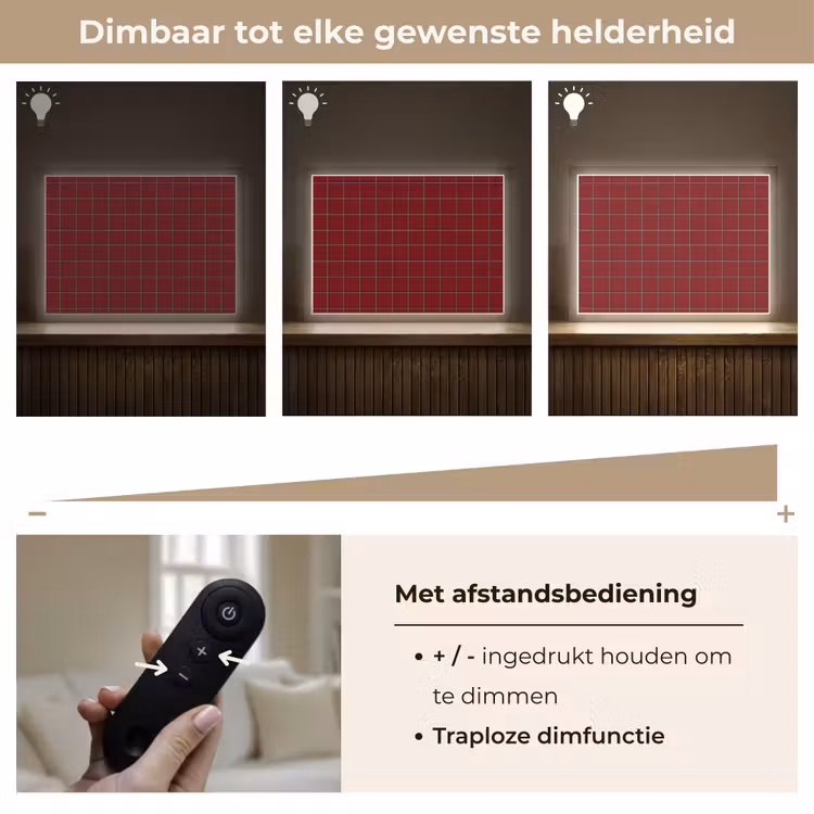 Patroon - Tegels - Burgundy Light Box met batterij (Wandlamp) middel 907 -USP_dimbaarNL