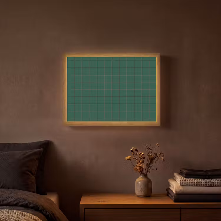Patroon - Tegels - Dennen - Groen Light Box met batterij (Wandlamp) middel 907 -sfeer4