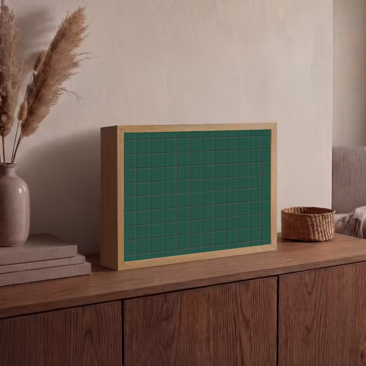 Patroon - Tegels - Dennen - Groen Light Box met batterij (Wandlamp) middel 907 -sfeer2